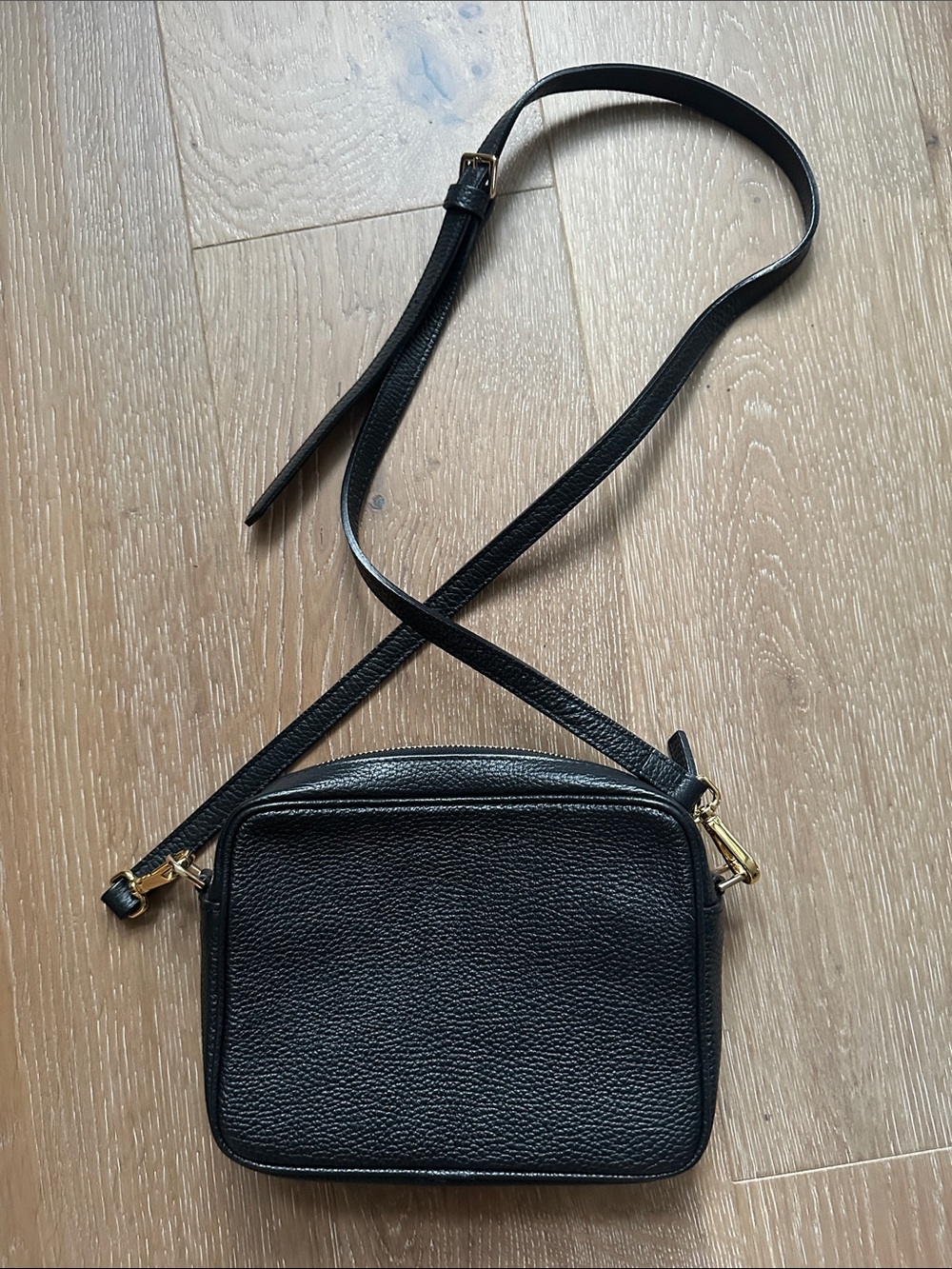 QUINCE Black Leather Gemma MC Crossbody Bag with Gold Hardware - Picture 9 of 11